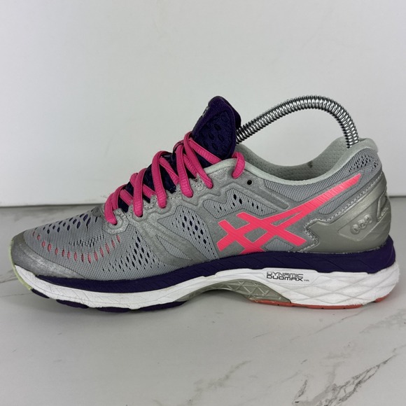 Asics Gel Kayano Running Shoes Womens 7.5 Gray Pink Walking Active Sneaker Teal - Picture 8 of 10